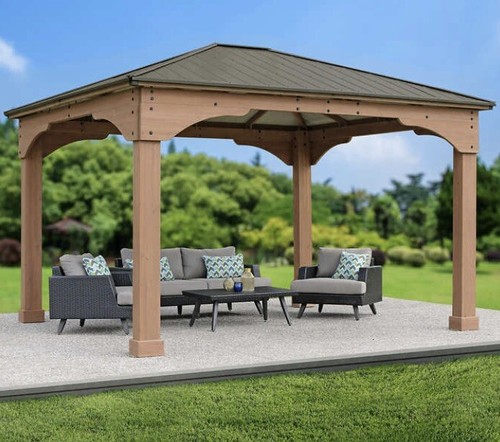 Grand Cedar Gazebo with Aluminum Roof 