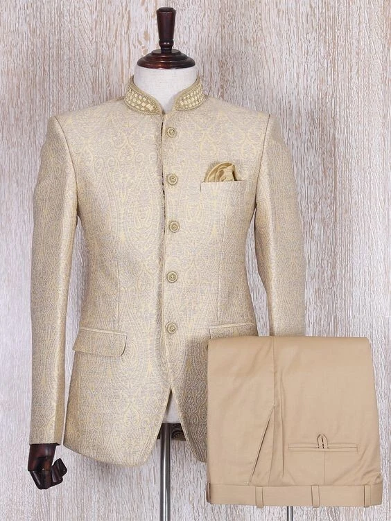 Light Fawn color Designer Bandhgala Jodhpuri Suit – Rajanyas