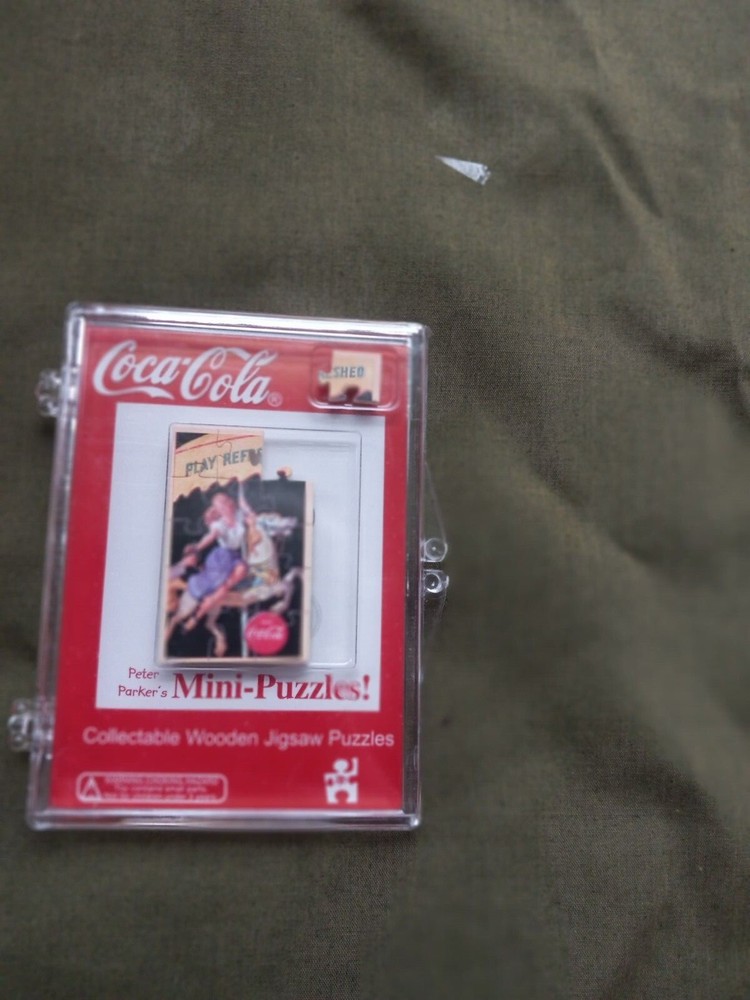 VINTAGE COCA-COLA COLLECTIBLE WOODEN MINI JIGSAW PUZZLE BY PETER PARKER