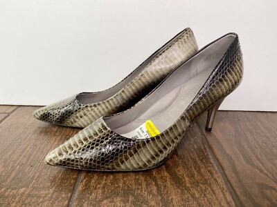 KENNETH COLE SILVER FOX 9-2-5 GREY SNAKESKIN LEATHER