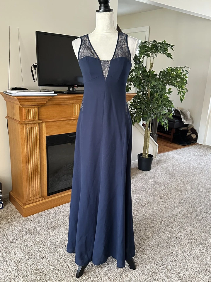 BCBGMAXAZRIA PARIS ARIEL Vestido Sirena Encaje Espalda Baile de graduación Formal Talla 2 $Venta al por menor 338 Foto 2 de 4