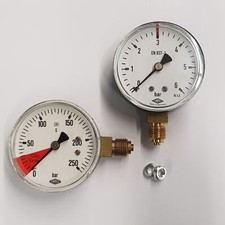 Co2 Schankanlagen Ersatz Manometer Set Ø63mm Stahlgehäuse 0-6bar &  0-315bar