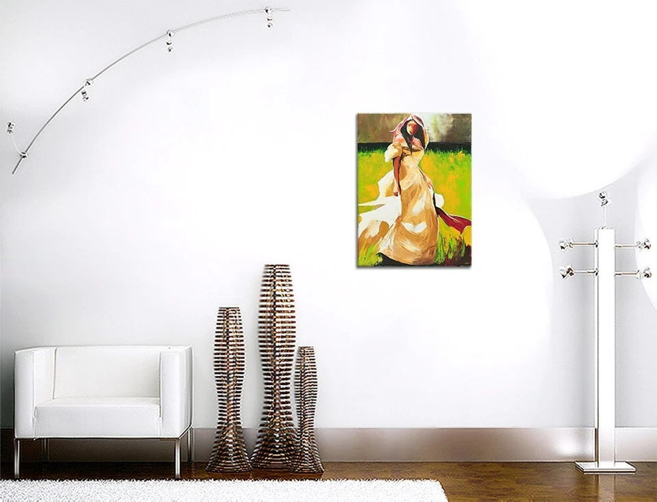 ORIGINAL Acryl Bild Gemälde Frau Abstrakt Malerei Kunst Modern Kleid HANDGEMALT - Bild 3 von 4