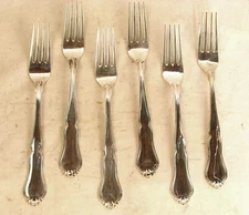 6 SOLID SILVER DINNER FORKS DANISH RITA PATTERN W&S SORENSEN  c.1940