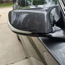 Carbon Fiber Black Side Mirror Cover Caps For Infiniti Q50 Q60 QX30 Q70 2014-21