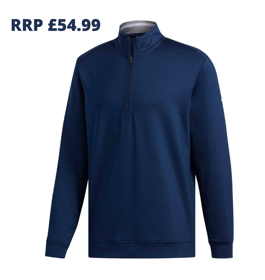 Adidas Herren Classic Club 1/4 Reißverschluss Golf Tops marineblau/schwarz Sweatshirt Weste