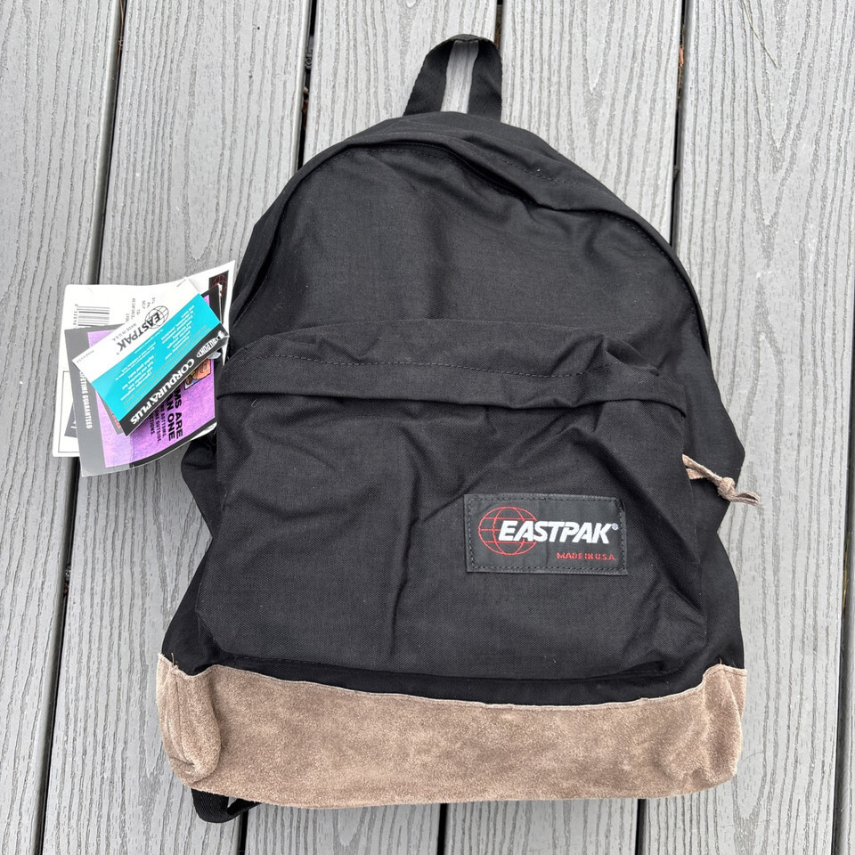 【USA製】Eastpak Backpack Suede Bottom Vintage Rare Eastpak Backpack Green Suede Leather Bottom