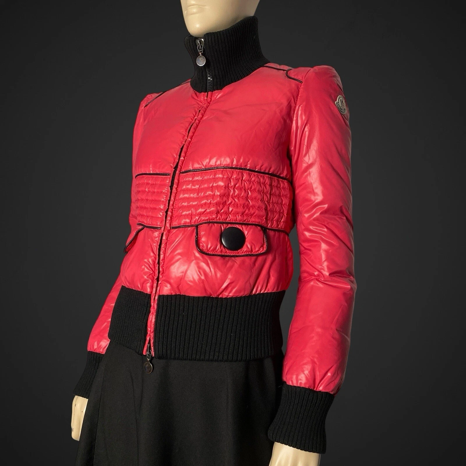 Moncler — Moncler VTG Pink Black Pare Women Down Jacket Size 1 S
