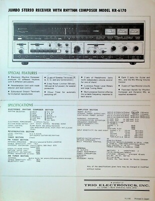 Kenwood Jumbo Receiver KR-6170 Ad Sheet 1970s | eBay