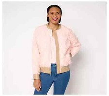Fierce by Mally Rosebud Textured Bomber Jacket Blush 3X A682241