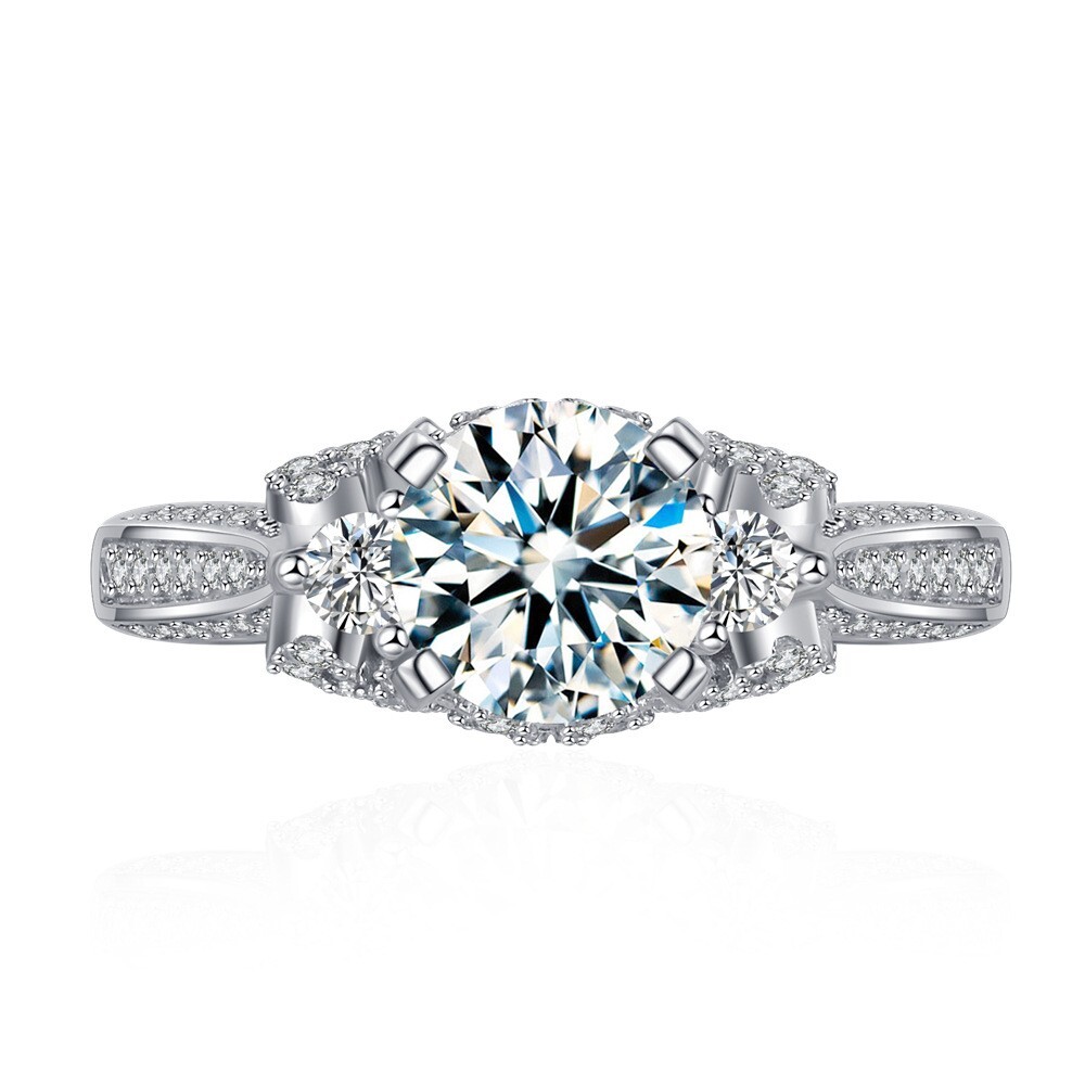 1ct Moissanite 6.5mm 925 Silver Women's Engagement Ring