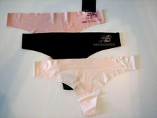 New Balance Laser Cut Thong Underwear 3 Pair Women's L Sporty Blush Pink Black