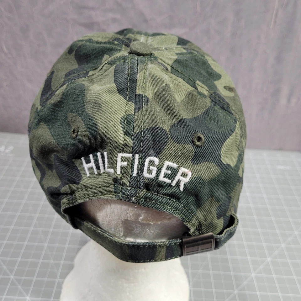 Tommy Hilfiger Sombrero Militar Camuflaje Verde Logo 100% Algodón Correa Foto 3 de 3