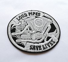 Loud Pipes Save Lives Aufnäher Aufbügler  Biker Iron On Harley Evolution Vintage