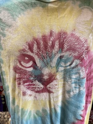 Psychedelic Cat Kitten Tie Dye T Shirt Trippy XL