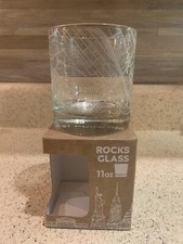 Uncommon Green Santa Clara Etched Map Rocks Glass 11 oz Made in USA