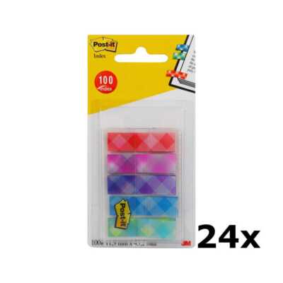 24x 100 Post-it INDEX Haftstreifen Indexstreifen 11,9x43,2mm Gingham-Collection
