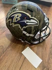 Ray Lewis Autographed Ravens Camo Replica Full-Size Helmet - BAS (White Ink)