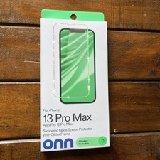 NEW Onn For iPhone 13 Pro Max Tempered Glass Screen Protector Glitter Frame