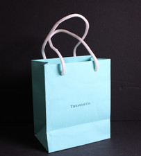 Tiffany  Co. Empty Signature Blue Gift Shopping Bag 5x6x3  Paper Rope Handles