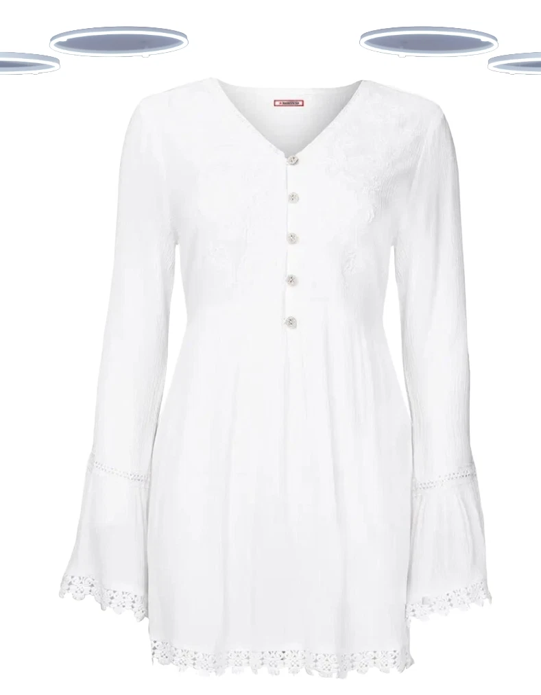 Ex Joe Browns Women's Long Sleeve Embroidered Tunic in White