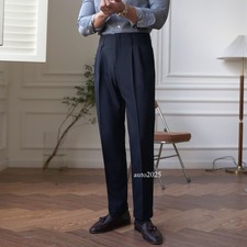 Mens Pants Business Formal Casual Slim Fit Straight Leg Pants Work Black Pants