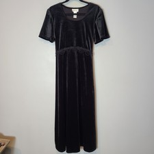 Vintage 90s Y2K Velvet Maxi Dress Women Size 12 Gothic Whimsigoth Grunge Regency