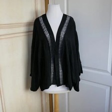 EUC FREE PEOPLE BLACK KIMONO COVERUP embroidered lace silky