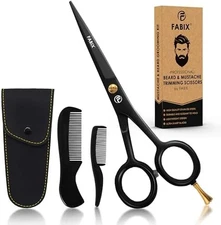 Professional Beard Mustache Scissors with Combs and Travel Pouch