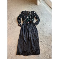 Vintage Cachet Women’s 8 Metallic Print Maxi Dress Black Sheer Cocktail Formal