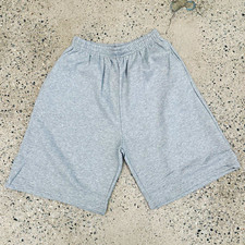 Men s Gray Cotton/Poly Fleece Sweat Shorts Solid Long Wide sweat pants Small