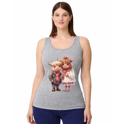 Highland Kuh Paar Damen Trägershirt Tank Top romantisch schottisch Geschenk für sie