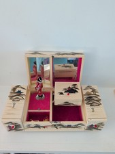 Vintage Japanese Cream Lacquer Hand Painted Music Jewelry Box MOP Works Great  on The Hot Collector