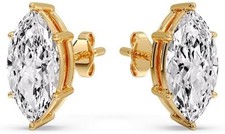 2Ct Marquise Lab Created Diamond Push Back Stud Earrings 14K Yellow Gold Plated