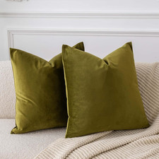 22X22 Decorative Velvet Throw Pillow Covers Set of 2,Olive Green