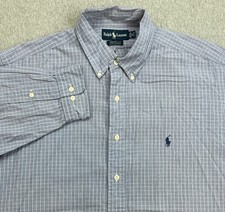 Ralph Lauren Shirt Mens 17 - 32/33 Plaid 100 Cotton Yarmouth Button Down Pony