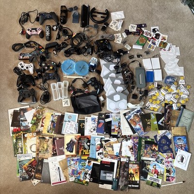 Video Game Stuff Lot Controllers Cables Manuals Poster Promo Items UNTESTED