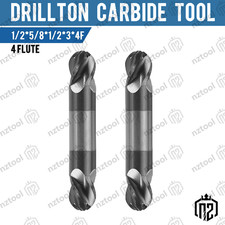 2PCS 4 Flute 1/2" Solid Carbide Ball Nose End Mill - Double End - AlTiN Coated