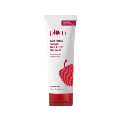 Plum Saffron & Papaya Glow Bright Face Wash 100ml All Skin Types Vegan