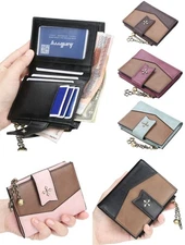 Women's Card Wallet RFID Blocking Leather Small Compact Bi-fold Zipper Handbag