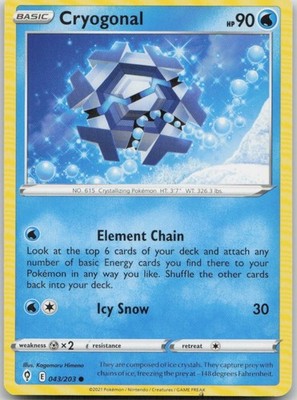 Cryogonal – Pokémon TCG Evolving Skies 043/203 Common Ink Print Error NM