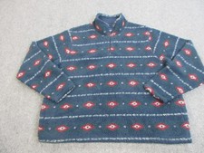 Wrangler Pullover Mens XL Blue Sherpa Fleece Quarter Zip Aztec Southwestern