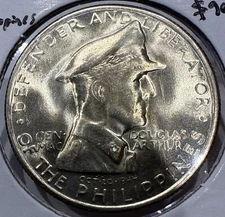 1947 S One Peso Philippines Silver Un Peso MacArthur Coin - BU Uncirculated