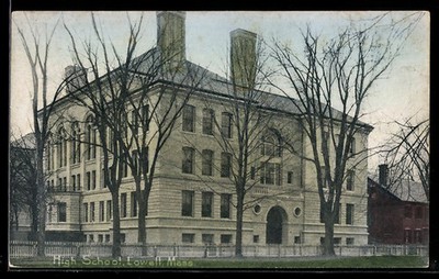 Ansichtskarte Lowell, MA, High School 