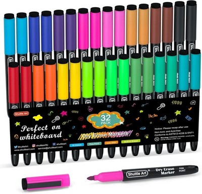 Shuttle Art 32 Whiteboard Marker 16 Farben Magnet Radierer Abwischbar Whiteboard