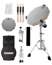 Drum Practice Pad Snare Drums Stand Set 12 In With Double Sided Silent Drums ...