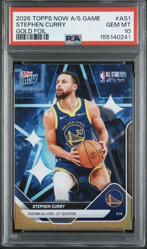 2026 TOPPS NOW ALL-STAR GAME #AS1 STEPHEN CURRY GOLD FOIL 22/50 PSA 10 POP 1