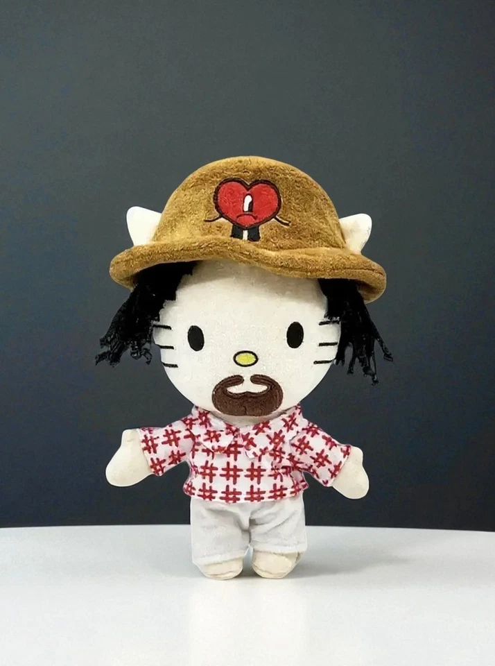 9" Bad Bunny Hello Kitty Plush Toy, Rapper Crossover Doll Collectible Gift - Image 2 of 4