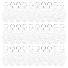 Vintage Motel Keychain Blank 30PCS - Hotel Keychains Key Tag Glitter Clear