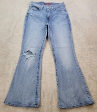 Lucky Brand Stevie Jeans Womens 8/29A Blue High Rise Flare Distressed Stretch